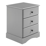 Classic 3 Drawer Solid Wood Top Nightstand – Grey 