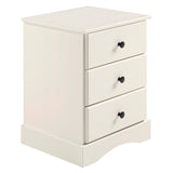 Classic 3 Drawer Solid Wood Top Nightstand – White 