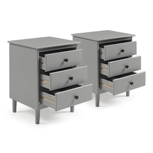 Walker Edison Spencer Modern/Transitional 3-Drawer Solid Wood Nightstand BR3DNSGY-2PK