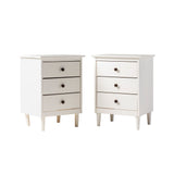 2 Pack 3 Drawer Solid Wood Nightstands