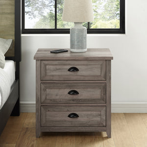 Odette 25" 3 Drawer cup handle Framed Nightstand - Grey Wash
