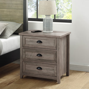 Odette 25" 3 Drawer cup handle Framed Nightstand - Grey Wash
