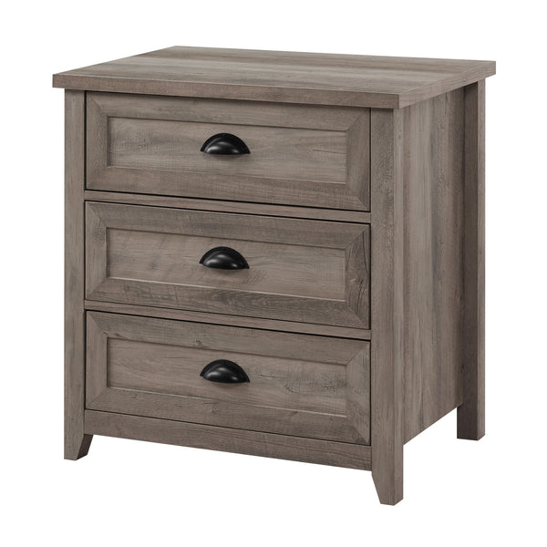 Odette 25" 3 Drawer cup handle Framed Nightstand - Grey Wash