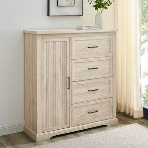 Jolene 45" 4 Drawer Grooved Wardrobe - Birch