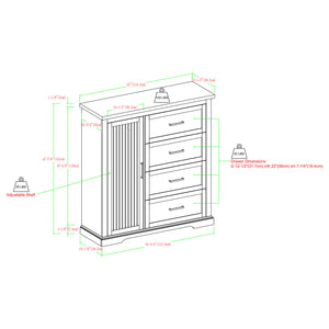 Jolene 45" 4 Drawer Grooved Wardrobe - Dark Walnut