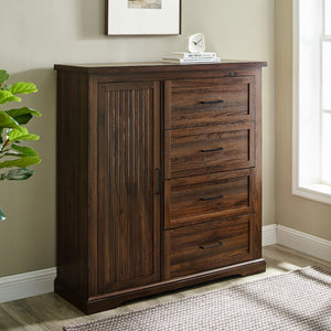 Jolene 45" 4 Drawer Grooved Wardrobe - Dark Walnut