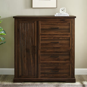 Jolene 45" 4 Drawer Grooved Wardrobe - Dark Walnut