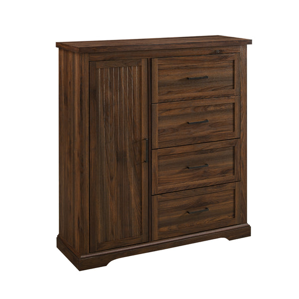 Jolene 45" 4 Drawer Grooved Wardrobe - Dark Walnut