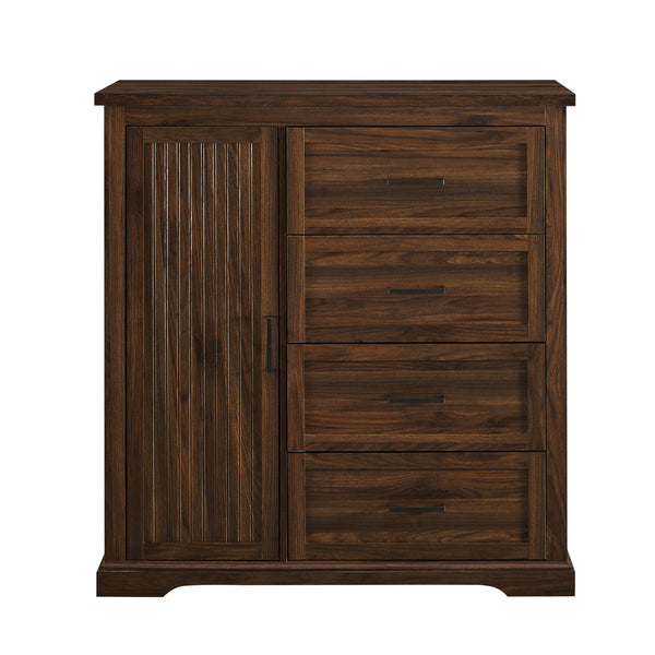 Jolene 45" 4 Drawer Grooved Wardrobe - Dark Walnut