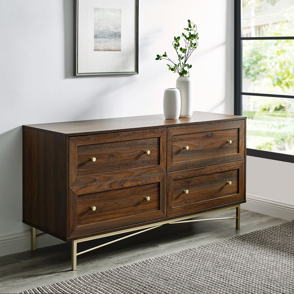 Walker Edison Gwen 56" 4 Drawer Modern Dresser XIIXR BR56GWN4DDW
