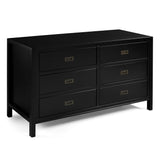 57" Classic Solid Wood 6-Drawer Dresser - Black