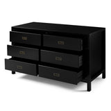 57" Classic Solid Wood 6-Drawer Dresser - Black