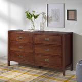 57" Classic Solid Wood 6-Drawer Dresser - Walnut