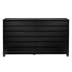 Modern Grooved Panel 6 Drawer Wood Dresser – Black 
