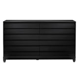 Modern Grooved Panel 6 Drawer Wood Dresser – Black 