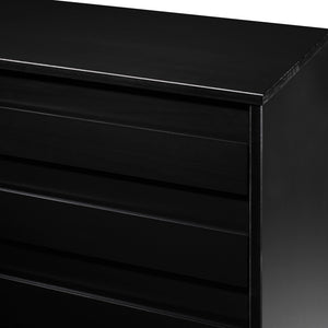 Modern Grooved Panel 6 Drawer Wood Dresser – Black 