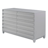 Modern Grooved Panel 6 Drawer Wood Dresser – Grey 