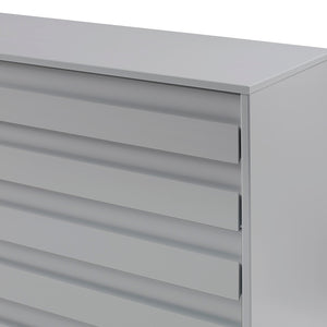 Modern Grooved Panel 6 Drawer Wood Dresser – Grey 