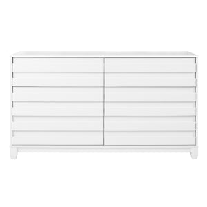 Modern Grooved Panel 6 Drawer Wood Dresser – White 
