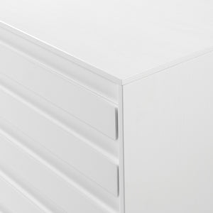 Modern Grooved Panel 6 Drawer Wood Dresser – White 
