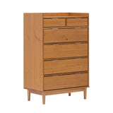 Walker Edison Lee Mid-century Modern/ 30" Solid Wood 6-Drawer Chest with Gallery BR6DRLEEDRCA