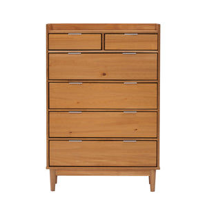 Walker Edison Lee Mid-century Modern/ 30" Solid Wood 6-Drawer Chest with Gallery BR6DRLEEDRCA