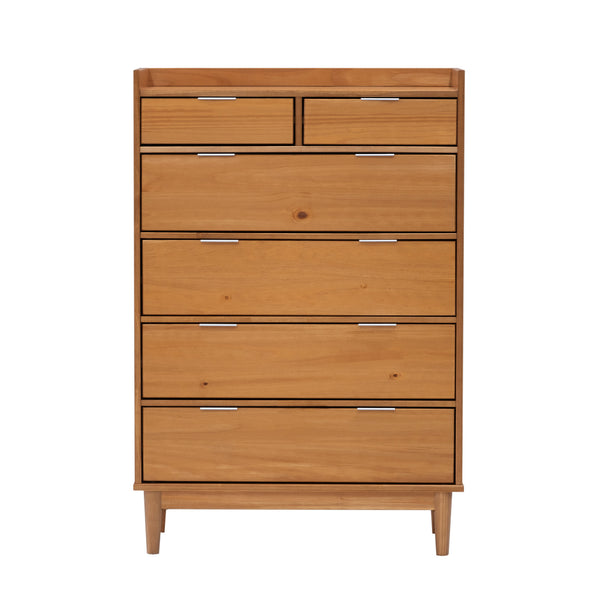 Walker Edison Lee Mid-century Modern/ 30" Solid Wood 6-Drawer Chest with Gallery BR6DRLEEDRCA