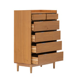 Walker Edison Lee Mid-century Modern/ 30" Solid Wood 6-Drawer Chest with Gallery BR6DRLEEDRCA