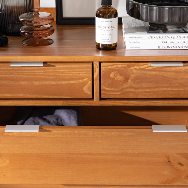 Walker Edison Lee Mid-century Modern/ 30" Solid Wood 6-Drawer Chest with Gallery BR6DRLEEDRCA