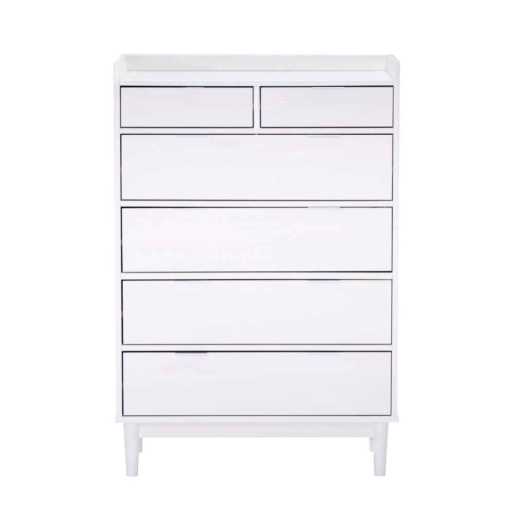 Walker Edison Lee Mid-century Modern/ 30" Solid Wood 6-Drawer Chest with Gallery BR6DRLEEDRWH