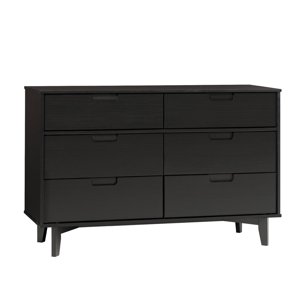 Walker Edison Sloane Transitional/Mid-century Modern 6-Drawer Groove Handle Wood Dresser BR6DSLDRBL