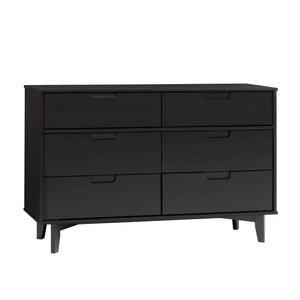 Walker Edison Sloane Transitional/Mid-century Modern 6-Drawer Groove Handle Wood Dresser BR6DSLDRBL