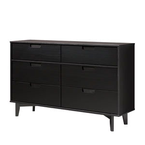 Walker Edison Sloane Transitional/Mid-century Modern 6-Drawer Groove Handle Wood Dresser BR6DSLDRBL