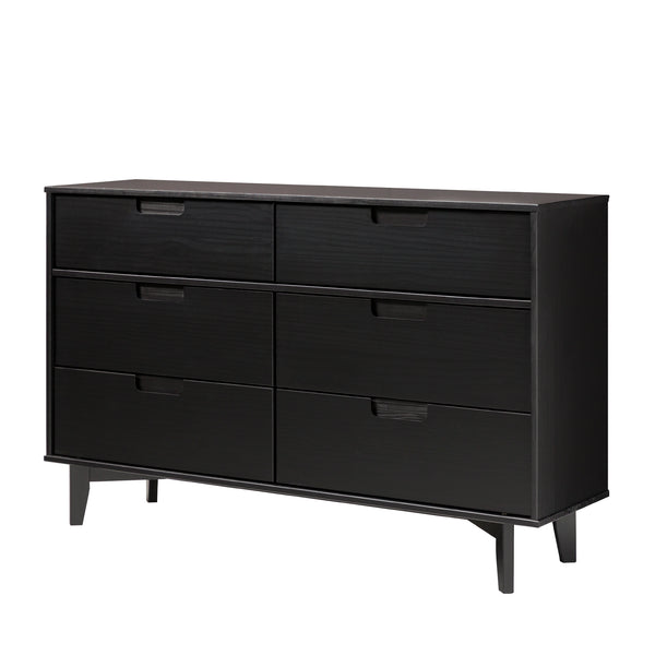 Walker Edison Sloane Transitional/Mid-century Modern 6-Drawer Groove Handle Wood Dresser BR6DSLDRBL