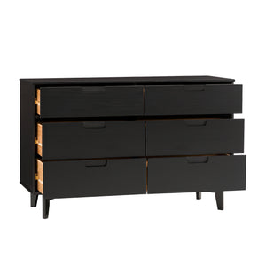 Walker Edison Sloane Transitional/Mid-century Modern 6-Drawer Groove Handle Wood Dresser BR6DSLDRBL