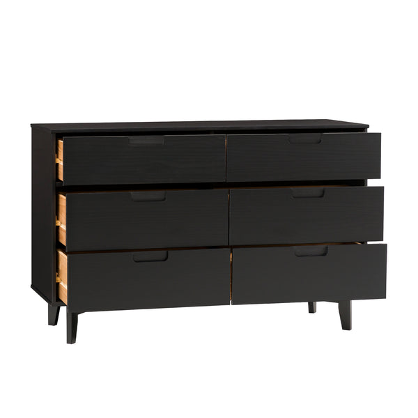 Walker Edison Sloane Transitional/Mid-century Modern 6-Drawer Groove Handle Wood Dresser BR6DSLDRBL