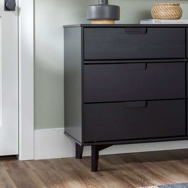 Walker Edison Sloane Transitional/Mid-century Modern 6-Drawer Groove Handle Wood Dresser BR6DSLDRBL