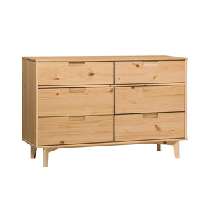 Walker Edison Sloane Transitional/Mid-century Modern 6-Drawer Groove Handle Wood Dresser BR6DSLDRNP