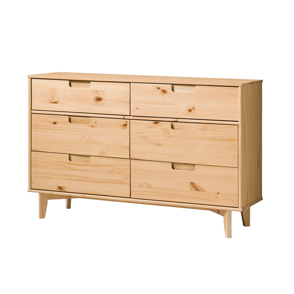 Walker Edison Sloane Transitional/Mid-century Modern 6-Drawer Groove Handle Wood Dresser BR6DSLDRNP