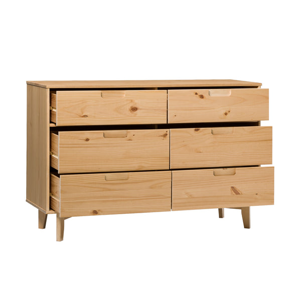 Walker Edison Sloane Transitional/Mid-century Modern 6-Drawer Groove Handle Wood Dresser BR6DSLDRNP