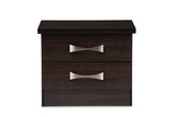 Colburn Modern and Contemporary 2-Drawer Dark Brown Finish Wood Storage Nightstand Bedside Table