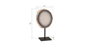 Agate Sculpture, Gold Edge, Iron Base, Assorted