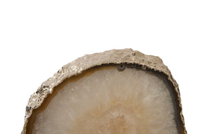 Agate Sculpture, Silver Edge, Iron Base, Assorted