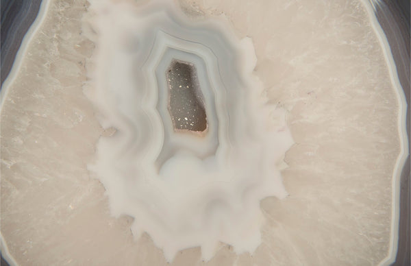 Agate Sculpture, Bronze Edge, Iron Base, Assorted