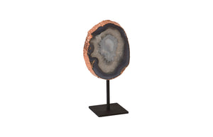 Agate Sculpture, Bronze Edge, Iron Base, Assorted