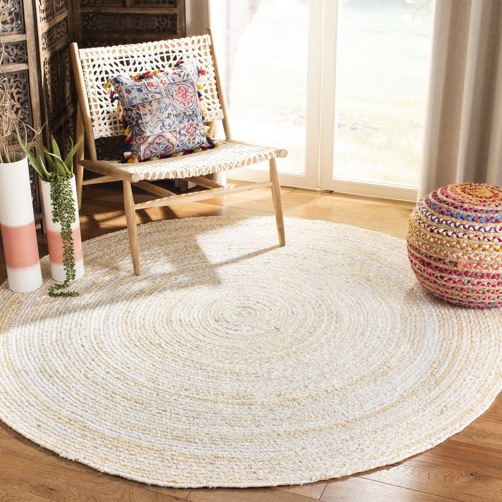 Braided Hand Woven Cotton Pile Rug - Luxurious Texture for Cozy Spaces, Ethically Crafted in India