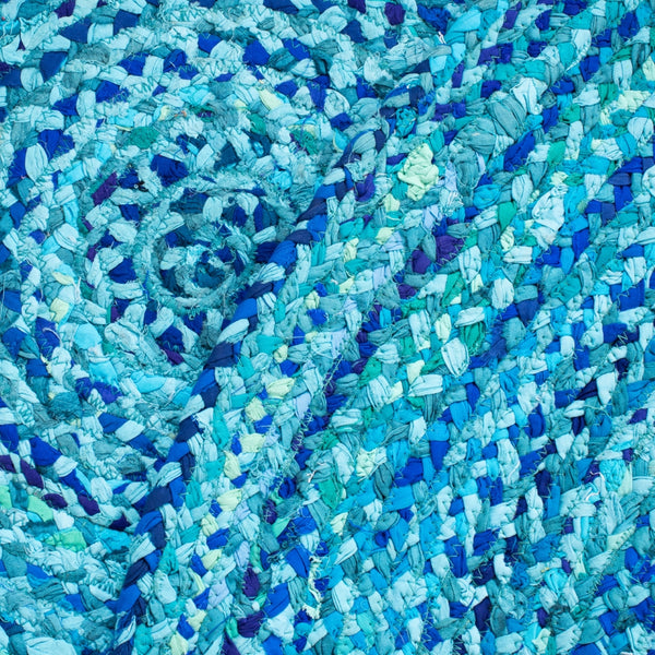 Braided Hand Woven Cotton Pile Rug - Luxurious Texture for Cozy Spaces, Ethically Crafted in India