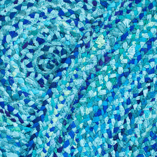 Braided Hand Woven Cotton Pile Rug - Luxurious Texture for Cozy Spaces, Ethically Crafted in India