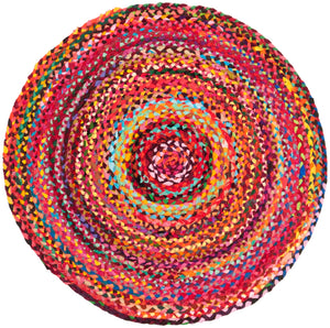 Braided Hand Woven Cotton Pile Rug - Luxurious Texture for Cozy Spaces, Ethically Crafted in India