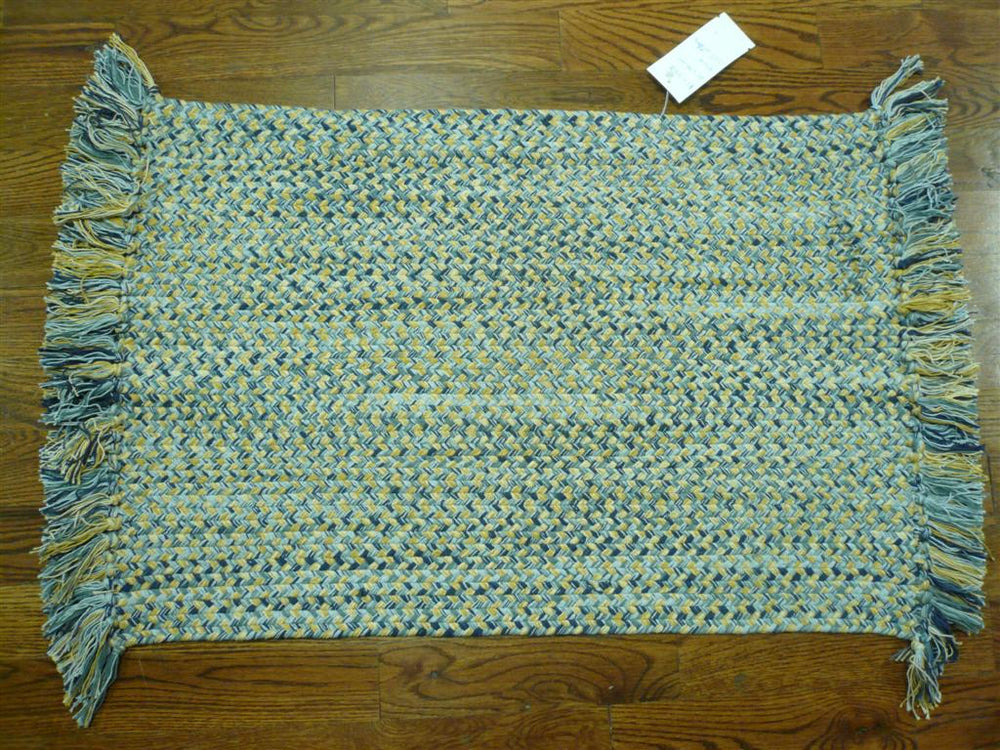 Braided Brd652 100% Cotton 285 Grms Rug in Blue 2ft x 3ft